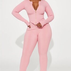 Fashion Nova Blush Pink Zipper Jumpsuit
